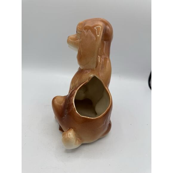 Vintage Cocker Spaniel Puppy Dog Ceramic Planter Brown Tan Glazed Pottery 8” - Picture 4 of 9